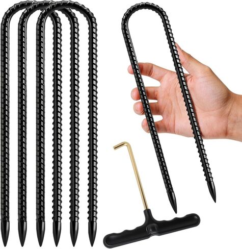 Joyhalo Ground Stakes 11.8 Inch 4PCS Rebar Stakes U Hook, Heavy Duty Metal Trampolines Wind Stakes, Galvanized Steel Ground Anchors for Tents, Swing Set, Fences, Outdoor Decorations and More in Saudi Arabia