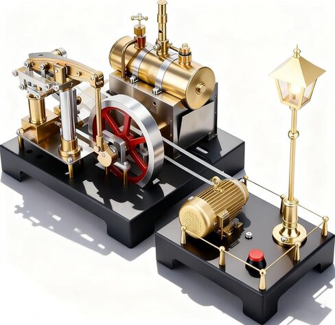 Steam Engine Model - Mini Steam Engine - DIY 2 in 1 Stationary Beam Steam Engine Model with Boiler and Lamp Scene, Build Engine That Runs with Centrifugal Regulator Full Metal Kit in Saudi Arabia