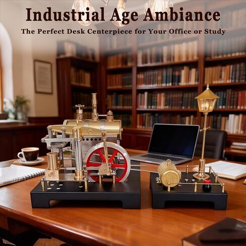 Steam Engine Model - Mini Steam Engine - DIY 2 in 1 Stationary Beam Steam Engine Model with Boiler and Lamp Scene, Build Engine That Runs with Centrifugal Regulator Full Metal Kit in Saudi Arabia