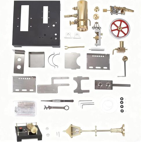 Steam Engine Model - Mini Steam Engine - DIY 2 in 1 Stationary Beam Steam Engine Model with Boiler and Lamp Scene, Build Engine That Runs with Centrifugal Regulator Full Metal Kit in Saudi Arabia