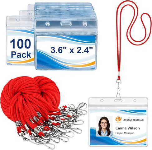 Breakaway Lanyards for ID Badges 25 Pack Blue with ID Holder, Clear Horizontal ID Badge Holder with Lanyard, Waterproof Plastic Name Badge Holder, Safety Neck Lanyards for Work School Events in Saudi Arabia