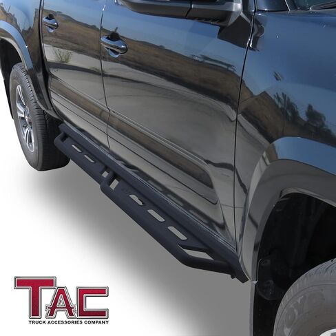 لوحات الجري TAC تناسب 2005-2023 Toyota Tacoma Double Cab Rocker Steps Pickup Truck Side Steps Nerf Bars Rock Slider Armor ملحقات الطرق الوعرة ذات ملمس ناعم أسود (قطعتان) in Kuwait