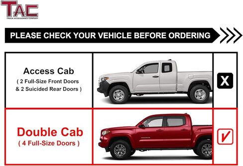 لوحات الجري TAC تناسب 2005-2023 Toyota Tacoma Double Cab Rocker Steps Pickup Truck Side Steps Nerf Bars Rock Slider Armor ملحقات الطرق الوعرة ذات ملمس ناعم أسود (قطعتان) in Kuwait