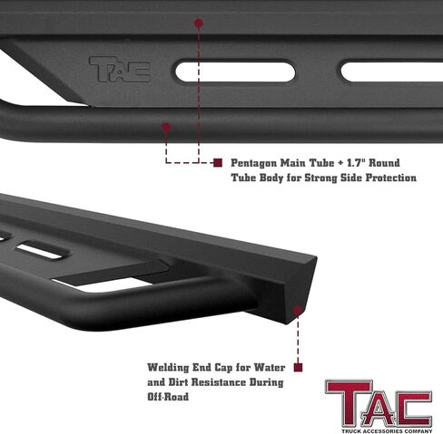 لوحات الجري TAC تناسب 2005-2023 Toyota Tacoma Double Cab Rocker Steps Pickup Truck Side Steps Nerf Bars Rock Slider Armor ملحقات الطرق الوعرة ذات ملمس ناعم أسود (قطعتان) in Kuwait