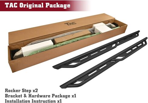 لوحات الجري TAC تناسب 2005-2023 Toyota Tacoma Double Cab Rocker Steps Pickup Truck Side Steps Nerf Bars Rock Slider Armor ملحقات الطرق الوعرة ذات ملمس ناعم أسود (قطعتان) in Kuwait