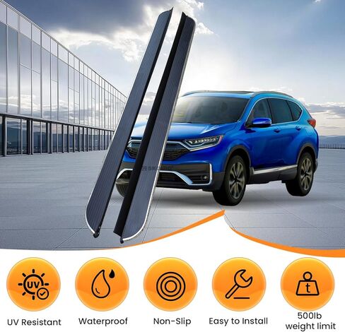 لوحات الجري مناسبة لهوندا CRV CR-V 2017 2018 2019 2020 2021 2022 شريط Nerf بخطوات جانبية، قطعتان من القضبان الجانبية المصنوعة من الألومنيوم الأسود تحميل 500 رطل مع دعامات in Kuwait