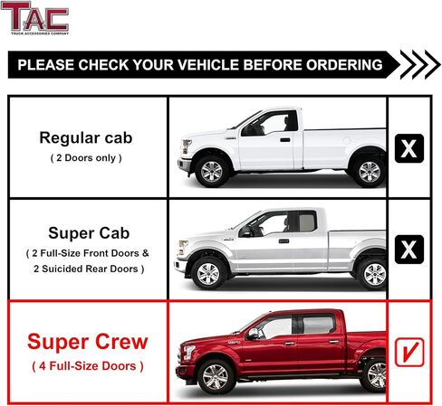 TAC Fort Running Boards Compatible with 2015-2026 Ford F150 Supercrew Cab| 2022-2026 F150 Lightning EV|2017-2026 Super Duty Crew Cab |Side Steps |Nerf Bars |Truck Accessories |Carbon Steel Black 2PCS in Kuwait