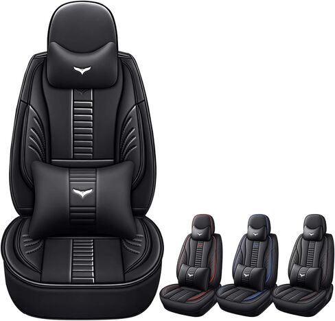 Full Set of Universal Fit Automotive Seat Covers fit for Jaguar E-PACE 2018-2025, PU Leather Automobile Interior Sets with Headrest & Back Pillow Black & Red Line in Saudi Arabia