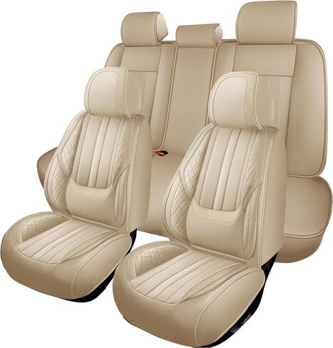 أغطية مقاعد السيارة Fit ES300 لسيارة Lexus ES 300 1997-2002 2003، مجموعة كاملة من أغطية مقاعد جلد نابا المريحة القابلة للتنفس، واقيات غطاء مقعد السيارة المقاومة للماء ومضادة للانزلاق (بيج) in Kuwait