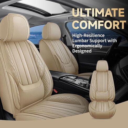 أغطية مقاعد السيارة Fit ES300 لسيارة Lexus ES 300 1997-2002 2003، مجموعة كاملة من أغطية مقاعد جلد نابا المريحة القابلة للتنفس، واقيات غطاء مقعد السيارة المقاومة للماء ومضادة للانزلاق (بيج) in Kuwait