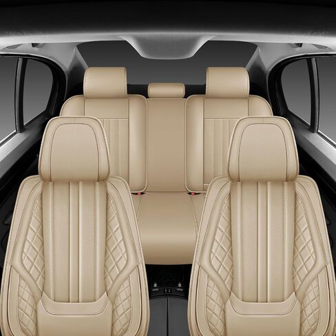 أغطية مقاعد السيارة Fit ES300 لسيارة Lexus ES 300 1997-2002 2003، مجموعة كاملة من أغطية مقاعد جلد نابا المريحة القابلة للتنفس، واقيات غطاء مقعد السيارة المقاومة للماء ومضادة للانزلاق (بيج) in Kuwait