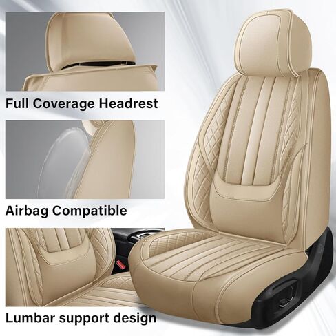 أغطية مقاعد السيارة Fit ES300 لسيارة Lexus ES 300 1997-2002 2003، مجموعة كاملة من أغطية مقاعد جلد نابا المريحة القابلة للتنفس، واقيات غطاء مقعد السيارة المقاومة للماء ومضادة للانزلاق (بيج) in Kuwait