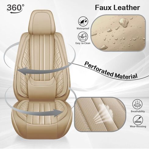 أغطية مقاعد السيارة Fit ES300 لسيارة Lexus ES 300 1997-2002 2003، مجموعة كاملة من أغطية مقاعد جلد نابا المريحة القابلة للتنفس، واقيات غطاء مقعد السيارة المقاومة للماء ومضادة للانزلاق (بيج) in Kuwait