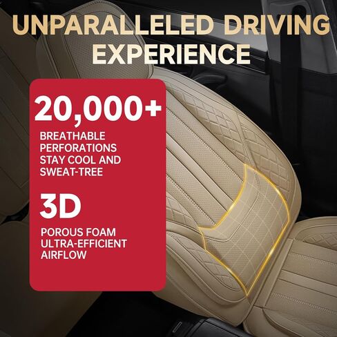 أغطية مقاعد السيارة Fit ES300 لسيارة Lexus ES 300 1997-2002 2003، مجموعة كاملة من أغطية مقاعد جلد نابا المريحة القابلة للتنفس، واقيات غطاء مقعد السيارة المقاومة للماء ومضادة للانزلاق (بيج) in Kuwait