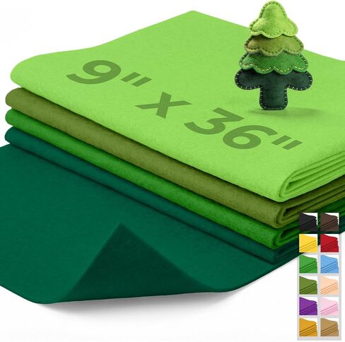 IONTACH Felt Fabric Sheets 9" x 36" - 1.6mm Thick Assorted Colors Felt for Crafts Sewing Embroidery Applique Nonwoven Patchwork Liner DIY Art Projects Decorations (4PCS, Green Series) in Saudi Arabia