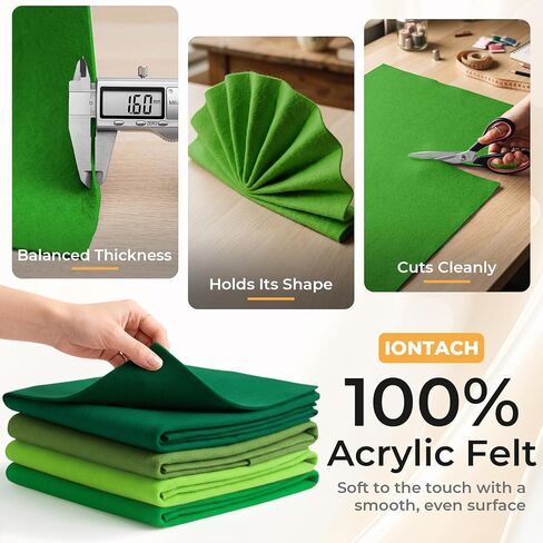 IONTACH Felt Fabric Sheets 9" x 36" - 1.6mm Thick Assorted Colors Felt for Crafts Sewing Embroidery Applique Nonwoven Patchwork Liner DIY Art Projects Decorations (4PCS, Green Series) in Saudi Arabia