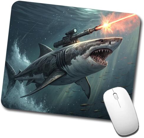 Shark with Laser Gun Mounted On Its Back Low Profile Mouse Pad Mat in Kuwait