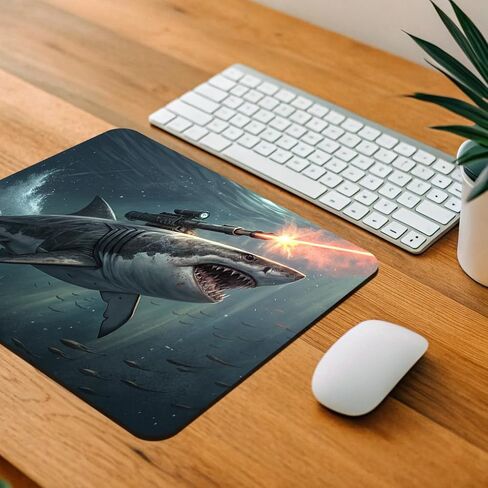 Shark with Laser Gun Mounted On Its Back Low Profile Mouse Pad Mat in Kuwait
