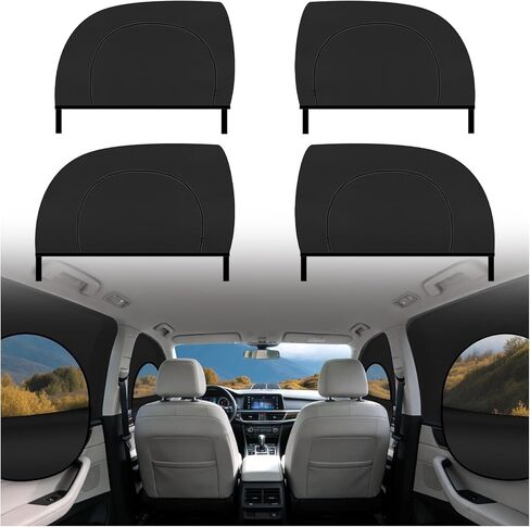 4PCS Front/Rear Car Window Shades for Side Window with Zipper,Breathable Mesh Car Windows Screens for Camping & Privacy Protection & Sun Protection,Upgraded Cars Shades for Side Windows in Saudi Arabia