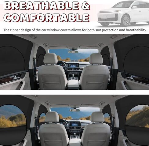 4PCS Front/Rear Car Window Shades for Side Window with Zipper,Breathable Mesh Car Windows Screens for Camping & Privacy Protection & Sun Protection,Upgraded Cars Shades for Side Windows in Saudi Arabia
