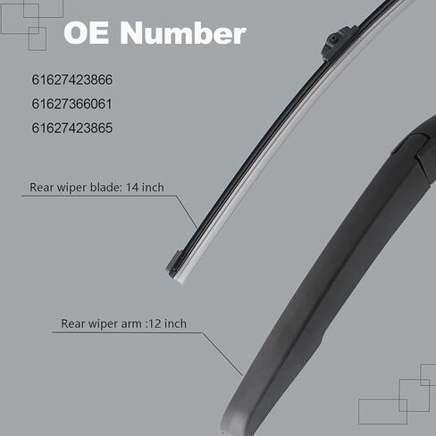 AUCERAMIC Rear Windsheild Back Wiper Arm Blade Set Fit for BMW X2 sDrive28i xDrive28i M35i 2.0L L4 2018 2019 2020 2021 2022 2023 Replace# 61627423866, 61627366061, 61627423865, B46A20B, B48A20O0 in Kuwait