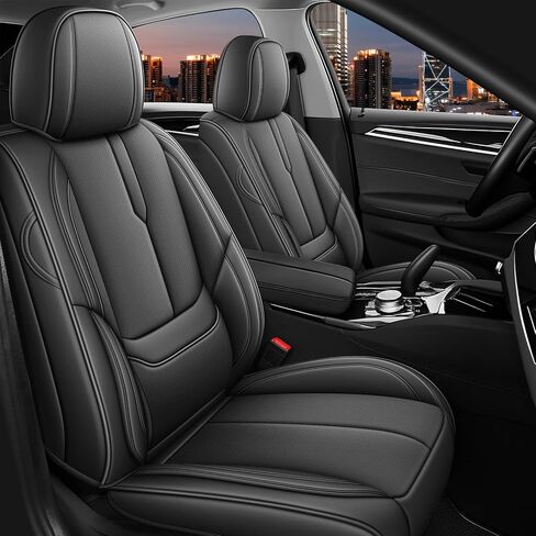 Arazi Car Seat Covers Full Set for Toyota Camry 2001-2026, Nappa Leather Full Coverage Seat Cover Waterproof Premium Seat Protector (5 Seats Full Set, Black Red) in Saudi Arabia
