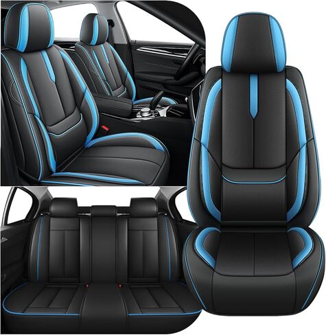 Arazi Car Seat Covers Full Set for Toyota Camry 2001-2026, Nappa Leather Full Coverage Seat Cover Waterproof Premium Seat Protector (5 Seats Full Set, Black Red) in Saudi Arabia