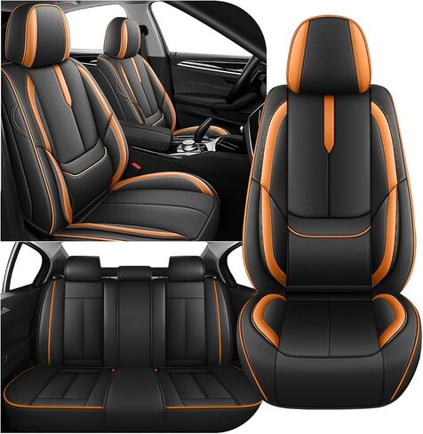 Arazi Car Seat Covers Full Set for Toyota Camry 2001-2026, Nappa Leather Full Coverage Seat Cover Waterproof Premium Seat Protector (5 Seats Full Set, Black Red) in Saudi Arabia
