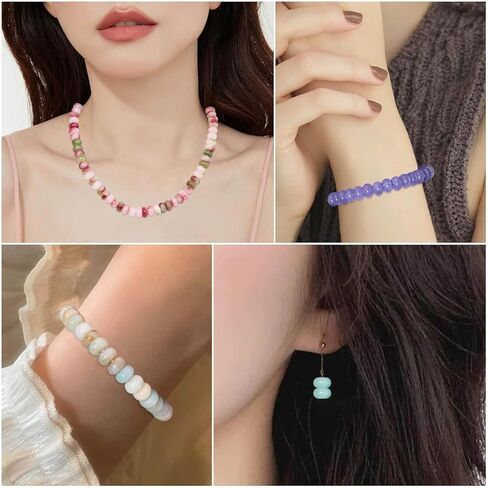 75pcs Olivine Rondelle Beads for Bracelet Making ，5x8mm Round Spacer Beads for Jewelry Making，Gemstone for DIY Necklace Earring in Saudi Arabia