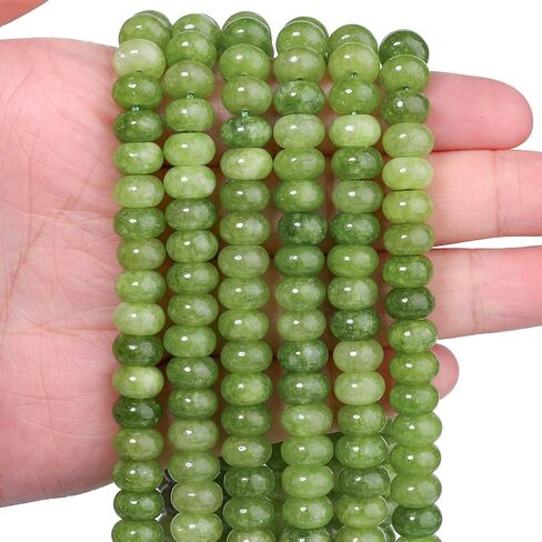 75pcs Olivine Rondelle Beads for Bracelet Making ，5x8mm Round Spacer Beads for Jewelry Making，Gemstone for DIY Necklace Earring in Saudi Arabia