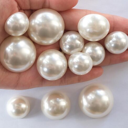 50PCS 25MM Large Ivory Flatback Pearls, Big Half Round Pearls for Crafting ABS Plastic Pearl Beads for Wedding Birthday Party Decoration Centerpieces Shoes Cup DIY Crafts Projects in Kuwait
