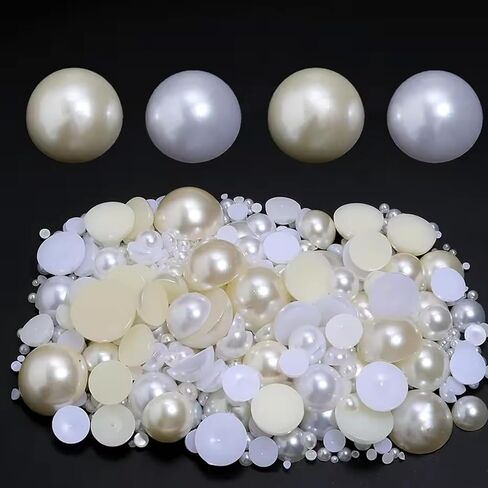 50PCS 25MM Large Ivory Flatback Pearls, Big Half Round Pearls for Crafting ABS Plastic Pearl Beads for Wedding Birthday Party Decoration Centerpieces Shoes Cup DIY Crafts Projects in Kuwait