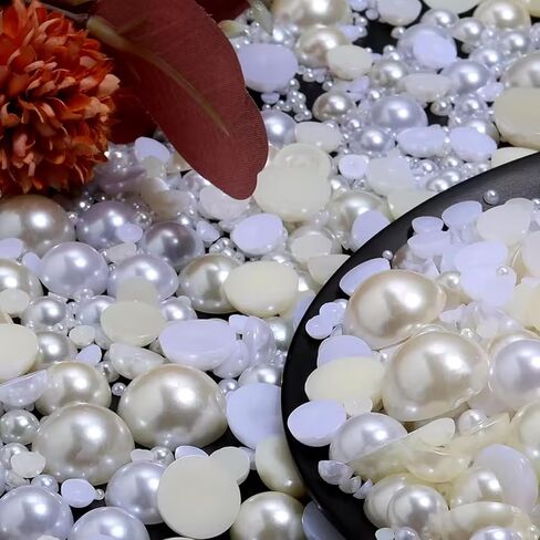 50PCS 25MM Large Ivory Flatback Pearls, Big Half Round Pearls for Crafting ABS Plastic Pearl Beads for Wedding Birthday Party Decoration Centerpieces Shoes Cup DIY Crafts Projects in Kuwait