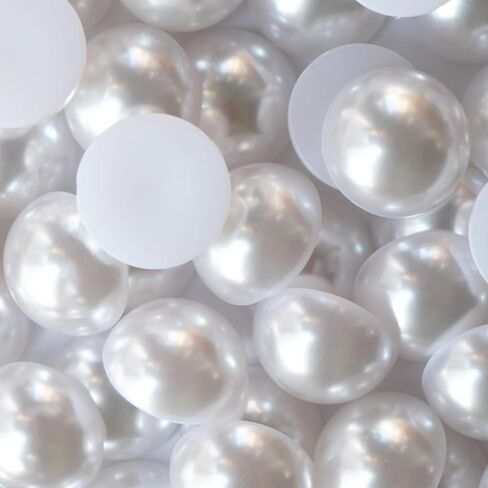 50PCS 25MM Large Ivory Flatback Pearls, Big Half Round Pearls for Crafting ABS Plastic Pearl Beads for Wedding Birthday Party Decoration Centerpieces Shoes Cup DIY Crafts Projects in Saudi Arabia
