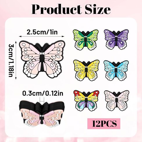 12 Pcs Butterfly Silicone Focal Beads, Butterfly Silicone Beads for Pens, Soft Durable Butterflies Decoration Focal Bead for Pen Keychain Making DIY Handicraft Gifts in Kuwait
