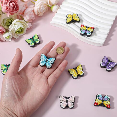 12 Pcs Butterfly Silicone Focal Beads, Butterfly Silicone Beads for Pens, Soft Durable Butterflies Decoration Focal Bead for Pen Keychain Making DIY Handicraft Gifts in Kuwait