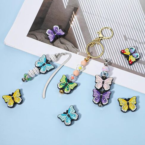 12 Pcs Butterfly Silicone Focal Beads, Butterfly Silicone Beads for Pens, Soft Durable Butterflies Decoration Focal Bead for Pen Keychain Making DIY Handicraft Gifts in Kuwait