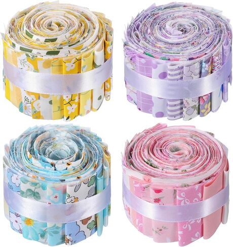 166 Pcs 4 Rolls Quilting Fabric Strips, 2.5 x 20 Inch Precut Cotton Jelly Fabric Roll Colorful Soft Assorted Quilting Strips for DIY Crafts, Sewing, Blanket, Rug (4 Colors) in Saudi Arabia