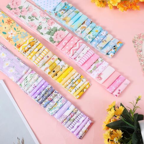 166 Pcs 4 Rolls Quilting Fabric Strips, 2.5 x 20 Inch Precut Cotton Jelly Fabric Roll Colorful Soft Assorted Quilting Strips for DIY Crafts, Sewing, Blanket, Rug (4 Colors) in Saudi Arabia