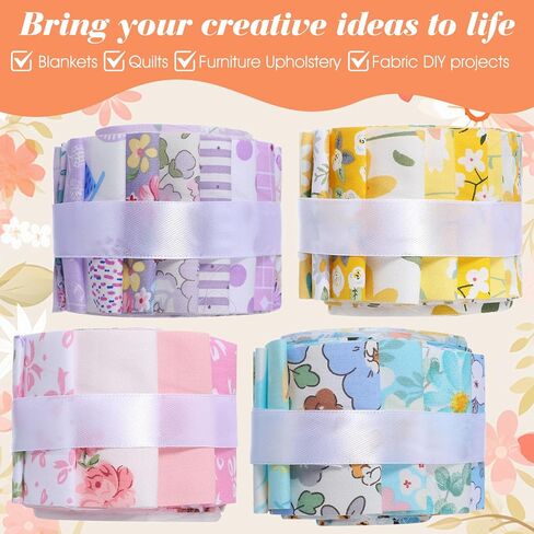 166 Pcs 4 Rolls Quilting Fabric Strips, 2.5 x 20 Inch Precut Cotton Jelly Fabric Roll Colorful Soft Assorted Quilting Strips for DIY Crafts, Sewing, Blanket, Rug (4 Colors) in Saudi Arabia