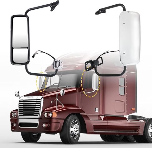 Door Fits For Freightliner Century 2007 Truck Side With Power Heated (Door Miror Chrome (Silver), Left) in Saudi Arabia