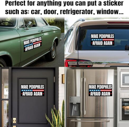 Make Pedophiles Afraid Again | Bumper Sticker or Car Magnet | Release The Epstein Files Black Magnetic Decal for Trucks Vans Cars [7.5x3.75] in Saudi Arabia
