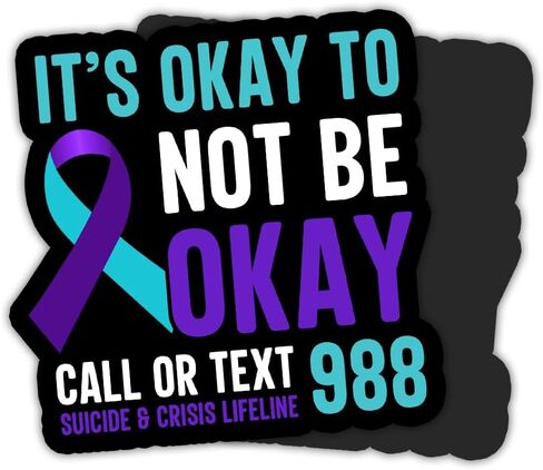 It’s Okay to Not Be Okay Suicide Prevention Awareness Magnetic Stickers Call Or Text 988 Magnet Purple & Teal Stickers Inspirational, Mental Health Gifts Decorations Car Fridge Locker in Saudi Arabia