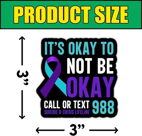It’s Okay to Not Be Okay Suicide Prevention Awareness Magnetic Stickers Call Or Text 988 Magnet Purple & Teal Stickers Inspirational, Mental Health Gifts Decorations Car Fridge Locker in Saudi Arabia