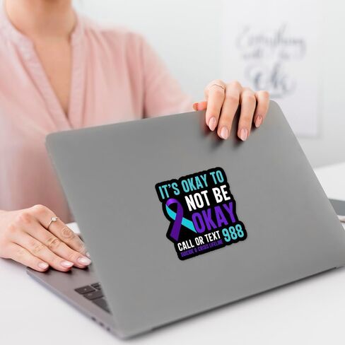 It’s Okay to Not Be Okay Suicide Prevention Awareness Magnetic Stickers Call Or Text 988 Magnet Purple & Teal Stickers Inspirational, Mental Health Gifts Decorations Car Fridge Locker in Saudi Arabia