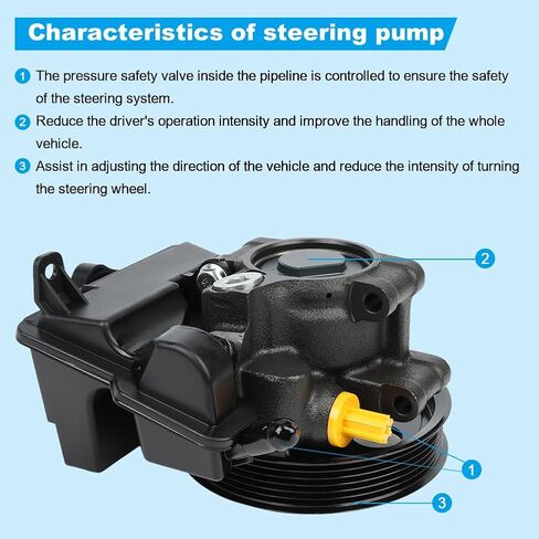 Power Steering Pump with Pulley & Reservoir Compatible with Ford Focus 2.0L L4 2006 2007 2008 2009 2010 2011, Transit Connect 2010 2011, Replacement for 20-74326, 6S4Z3A674A in Saudi Arabia
