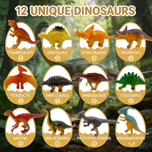 12 Pack Easter Dino Egg Dig Kit for Kids - Dinosaur Egg Excavation Toy with 12 Unique Dinosaurs Eggs Tools & Learning Cards STEM Archaeology Science Dig Set for Boys Girls Easter Party Favors 3-12 in Saudi Arabia