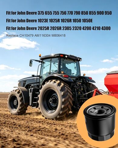 Oil Fuel Filter Kit Fit for John Deere 375 655 755 756 770 790 850 855 900 950 1023E 1025R 1026R 1050 1050E 2025R 2026R 2305 2320 Tractor Replace CH10479 M801101 MIU804763 in Kuwait