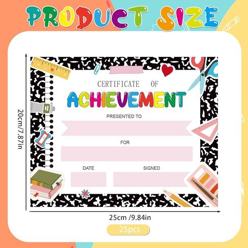 25Pcs Back to School Student Award Certificates 9.8 x 7.8 Inch Recognition Diplomas for Kids of Achievement Student Recognition Award Achievement Teacher and Classroom Supplies in Saudi Arabia