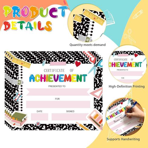 25Pcs Back to School Student Award Certificates 9.8 x 7.8 Inch Recognition Diplomas for Kids of Achievement Student Recognition Award Achievement Teacher and Classroom Supplies in Saudi Arabia